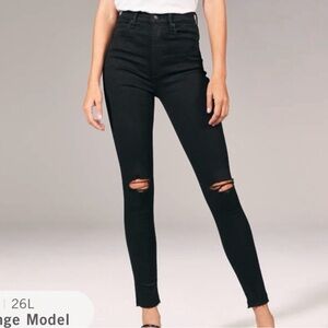 Abercrombie Curve Love High Rise Black Destroyed Skinny Jeans
